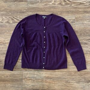 100% Cashmere Purple Button Front Cardigan Sweater Women's Size XL Apt. 9